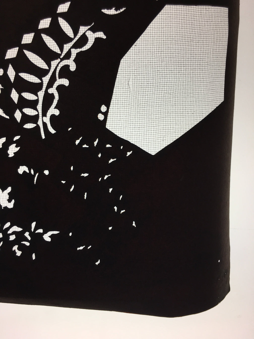 Antique Japanese Katagami Kimono Stencil Katazome Meiji Leaf Hexagon C394