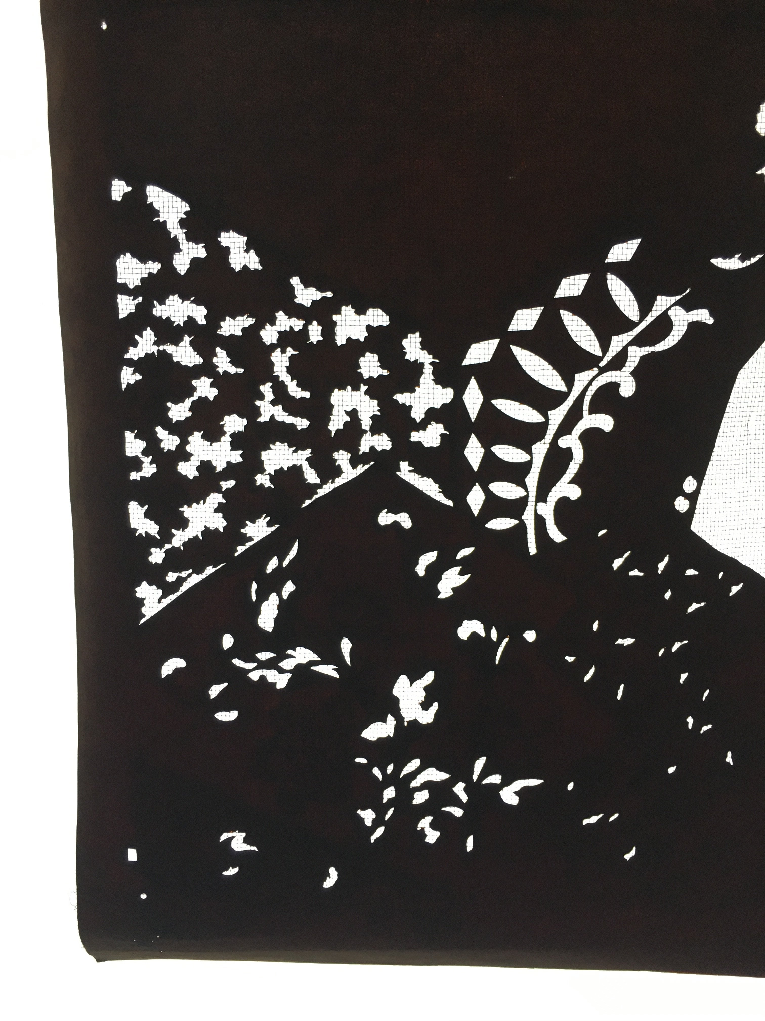 Antique Japanese Katagami Kimono Stencil Katazome Meiji Leaf Hexagon C394