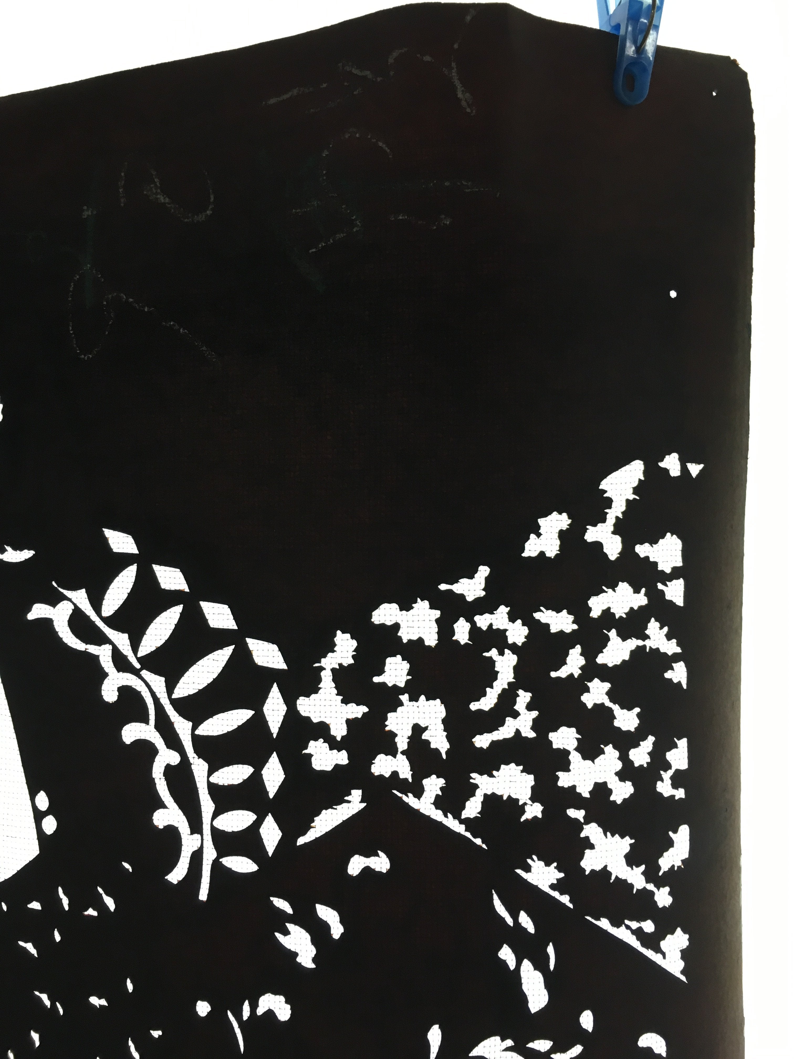 Antique Japanese Katagami Kimono Stencil Katazome Meiji Leaf Hexagon C394