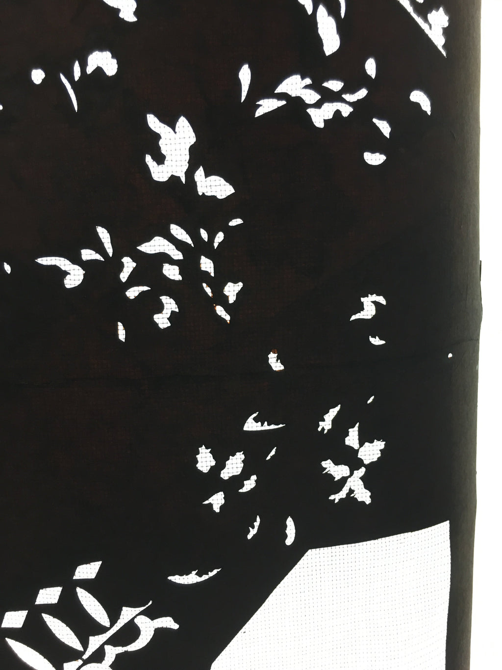 Antique Japanese Katagami Kimono Stencil Katazome Meiji Leaf Hexagon C394