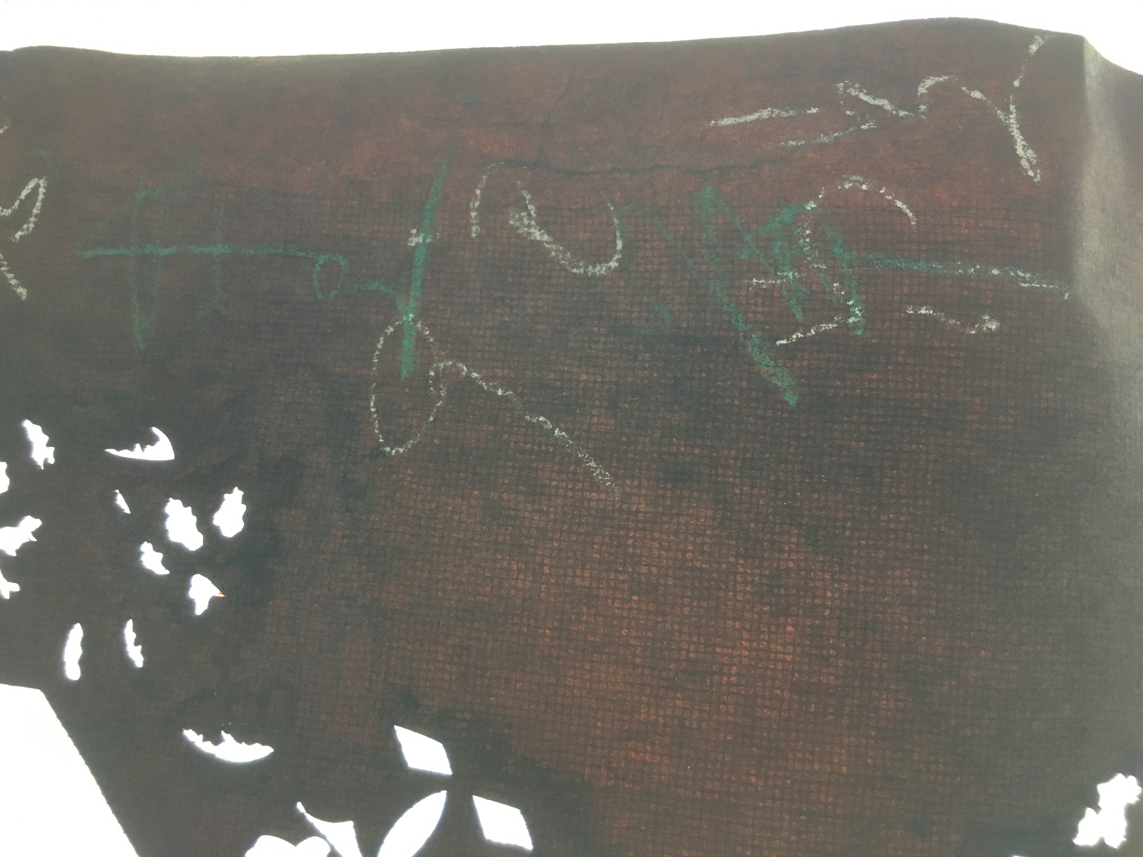 Antique Japanese Katagami Kimono Stencil Katazome Meiji Leaf Hexagon C394
