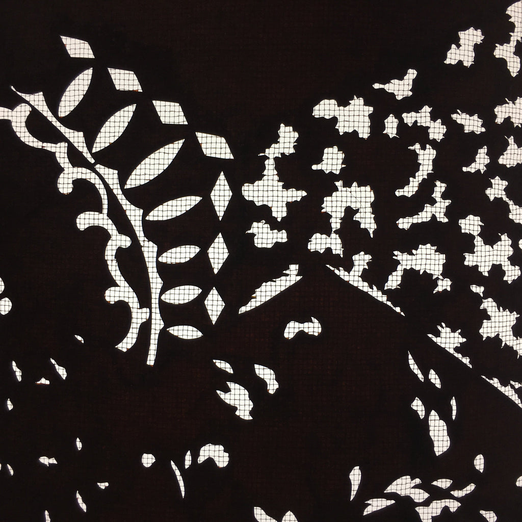 Antique Japanese Katagami Kimono Stencil Katazome Meiji Leaf Hexagon C394