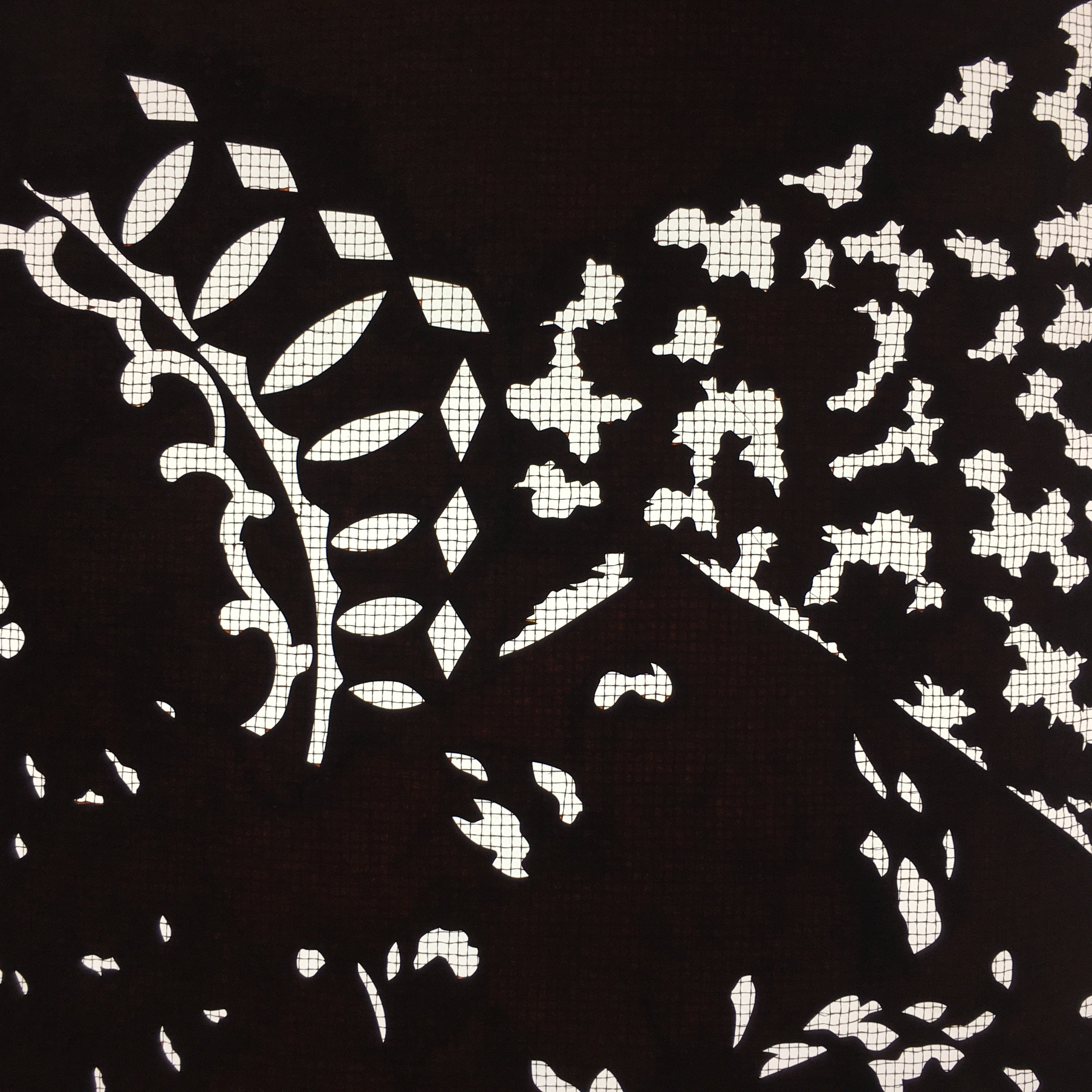 Antique Japanese Katagami Kimono Stencil Katazome Meiji Leaf Hexagon C394