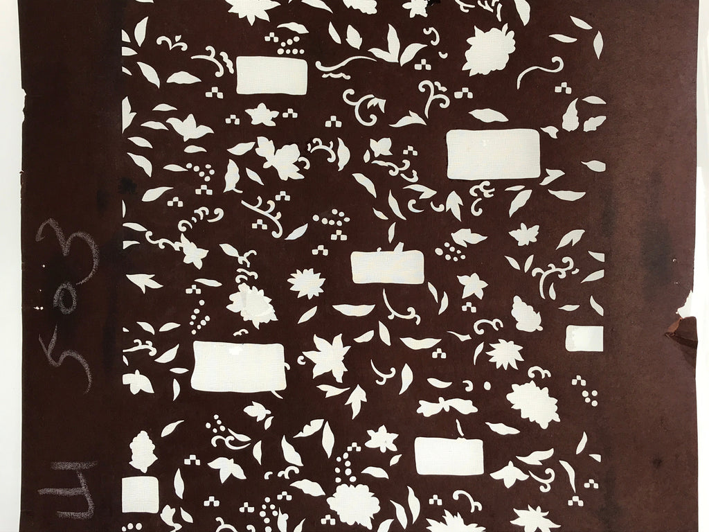 Antique Japanese Katagami Kimono Stencil Katazome Meiji Plant Design 4Y428