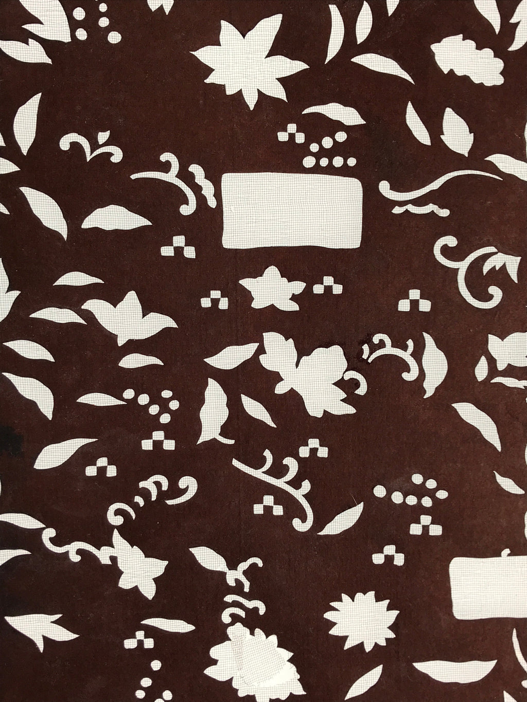 Antique Japanese Katagami Kimono Stencil Katazome Meiji Plant Design 4Y428