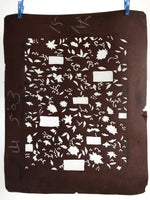 Antique Japanese Katagami Kimono Stencil Katazome Meiji Plant Design 4Y428