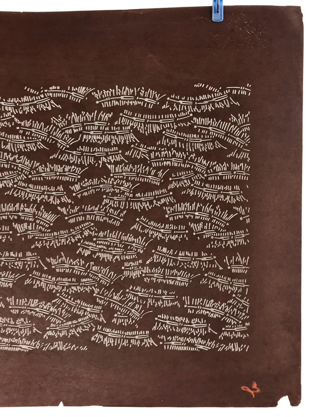 Antique Japanese Katagami Kimono Stencil Katazome Meiji Plants Design 4Y442