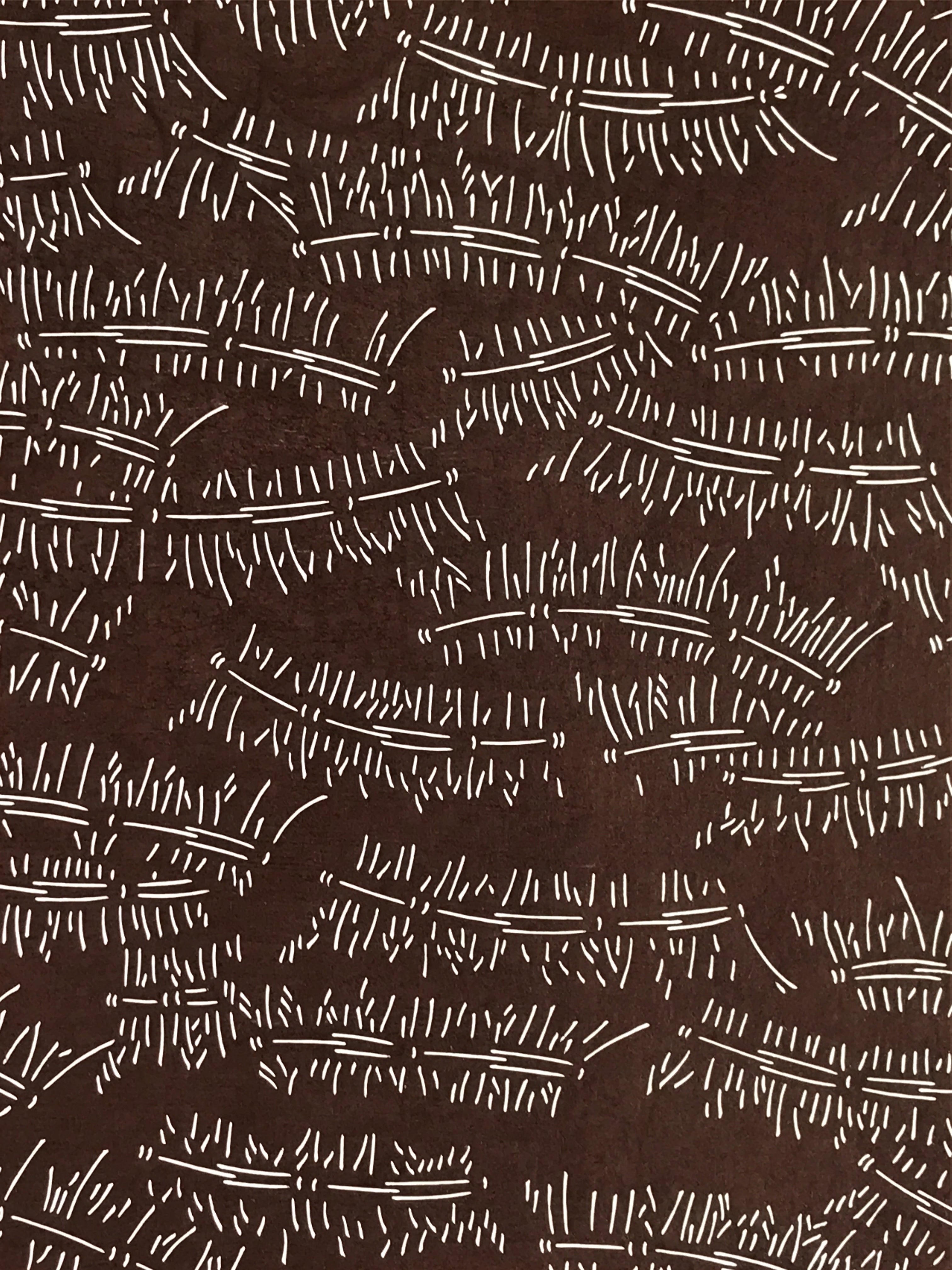 Antique Japanese Katagami Kimono Stencil Katazome Meiji Plants Design 4Y442