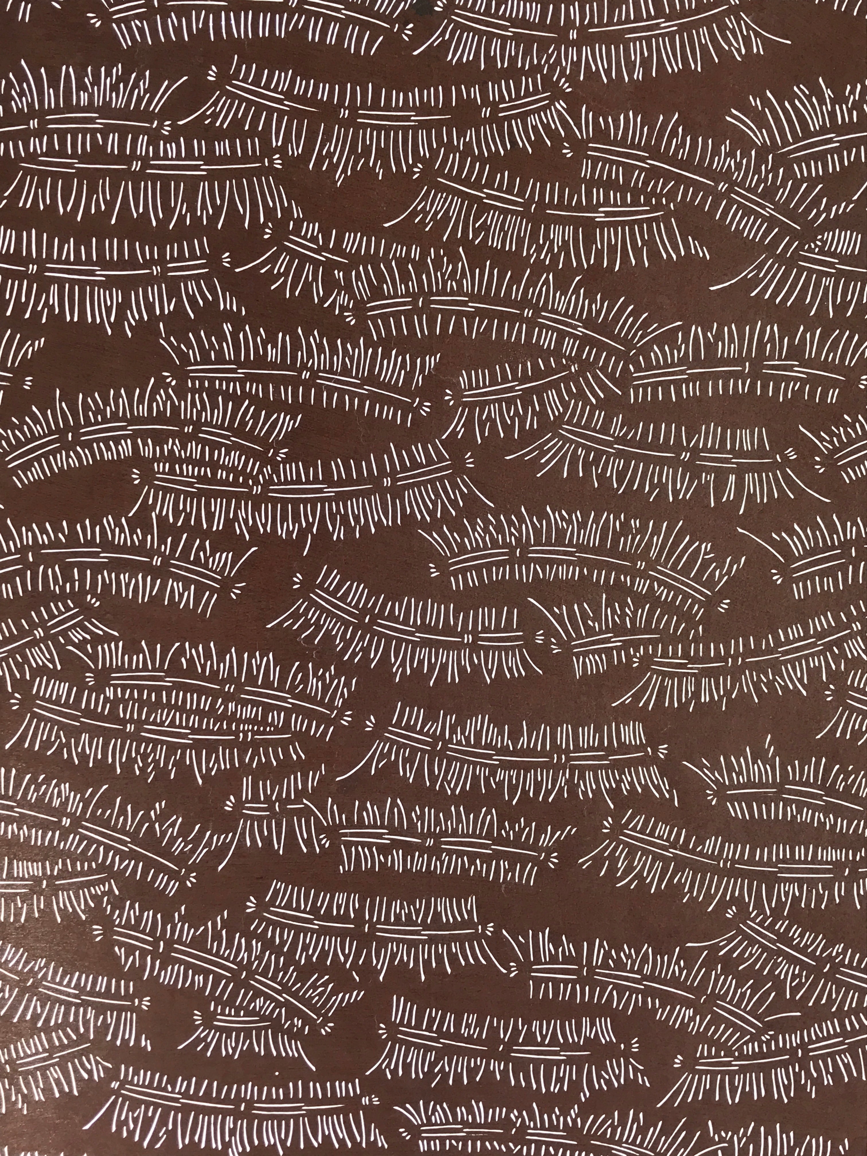 Antique Japanese Katagami Kimono Stencil Katazome Meiji Plants Design 4Y443