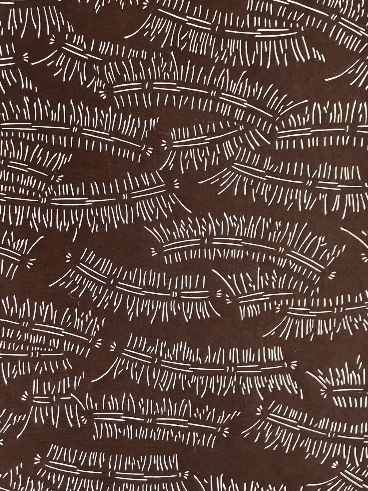 Antique Japanese Katagami Kimono Stencil Katazome Meiji Plants Design 4Y443