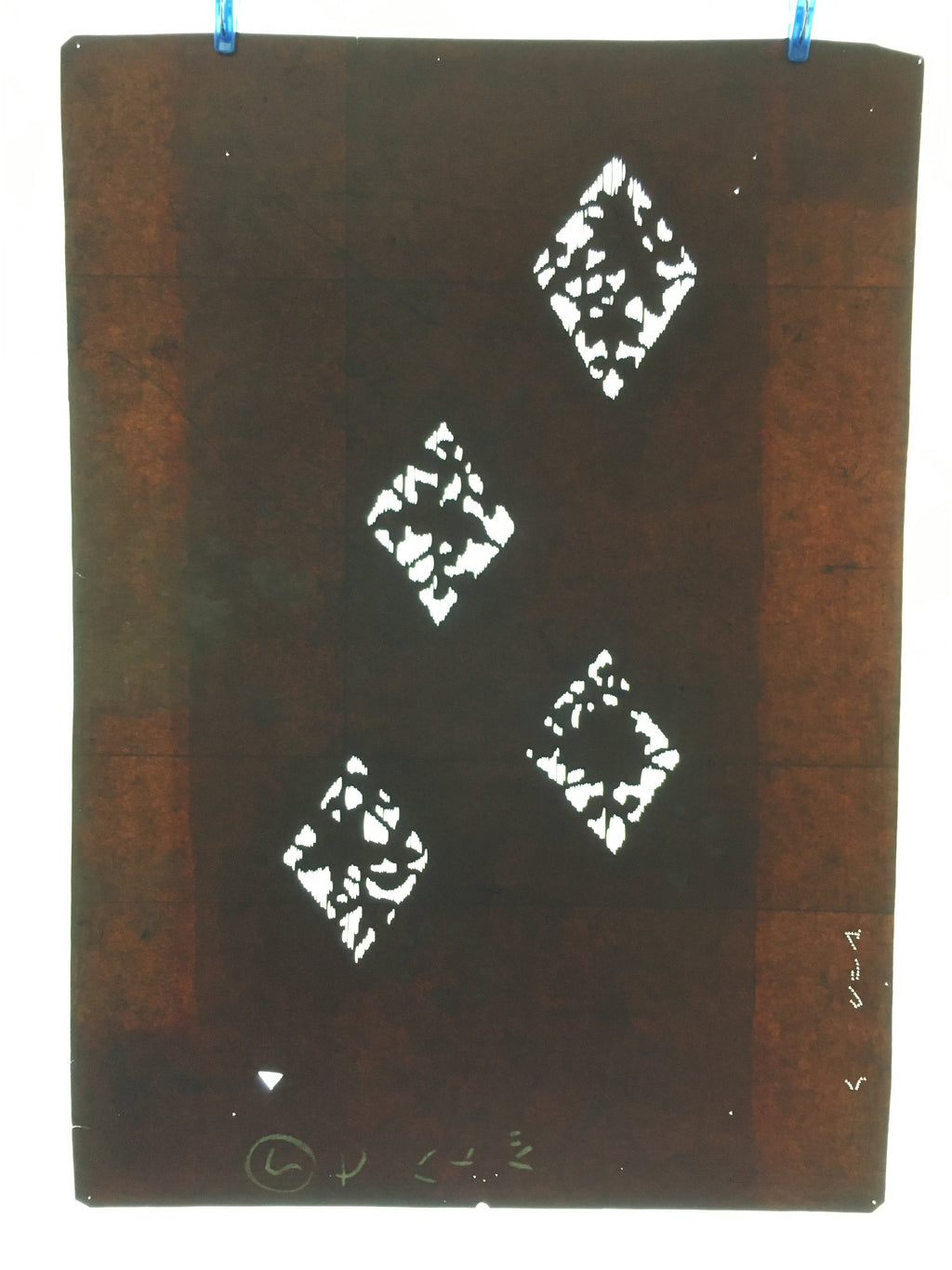 Antique Japanese Katagami Kimono Stencil Katazome Meiji Rhombus Design 4Y392