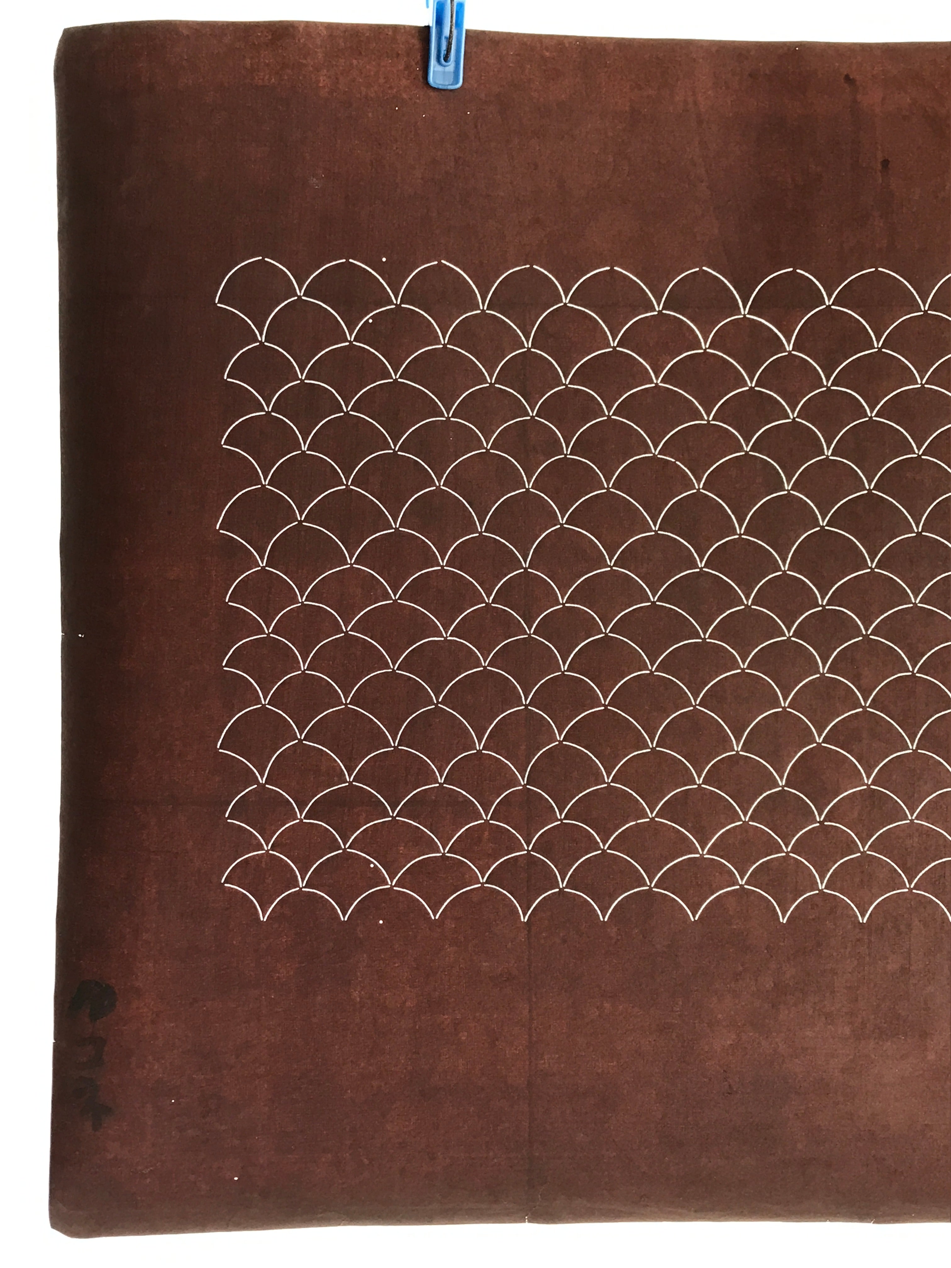 Antique Japanese Katagami Kimono Stencil Katazome Meiji Seigaiha Wave 4Y439