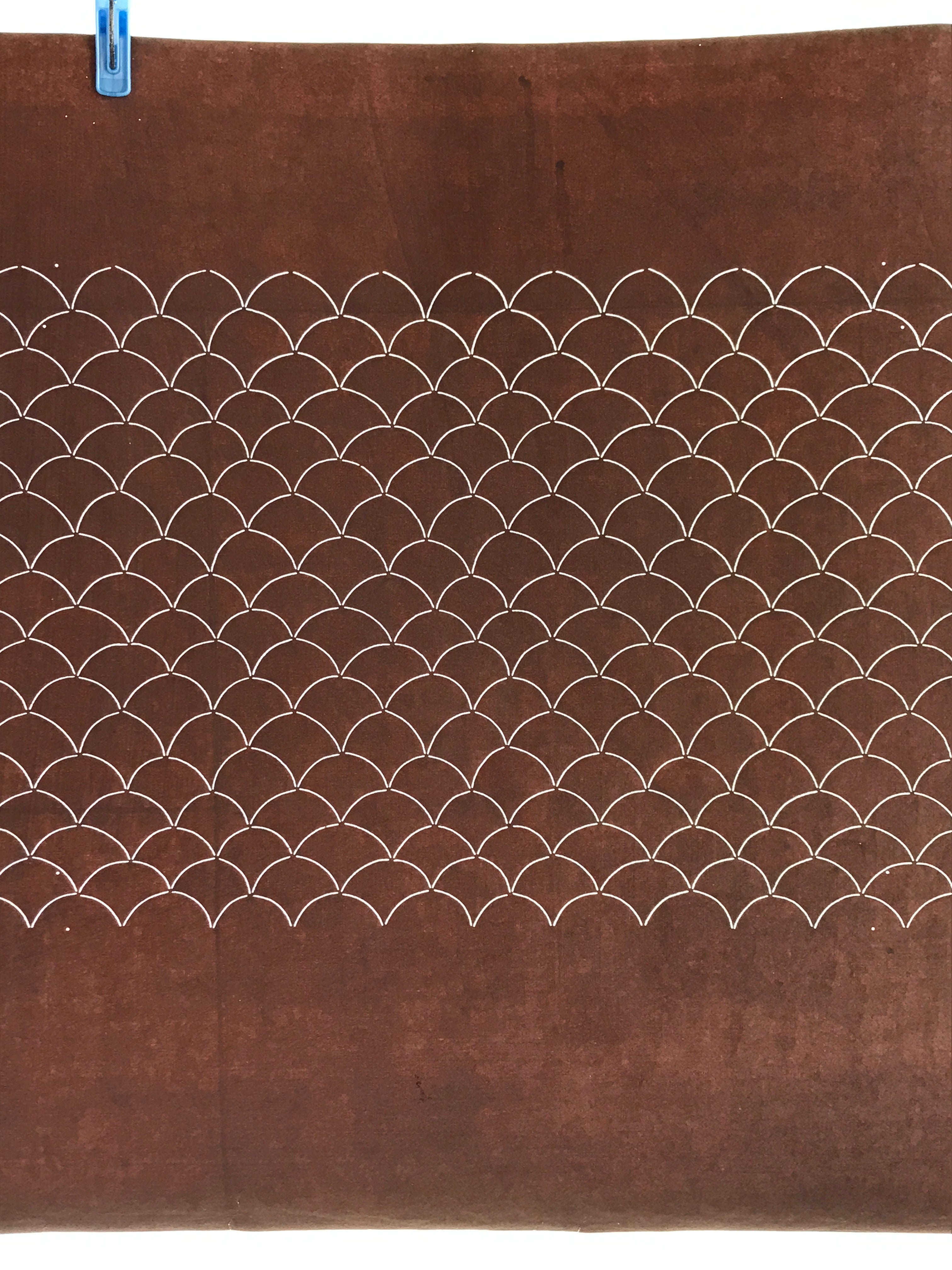 Antique Japanese Katagami Kimono Stencil Katazome Meiji Seigaiha Wave 4Y439