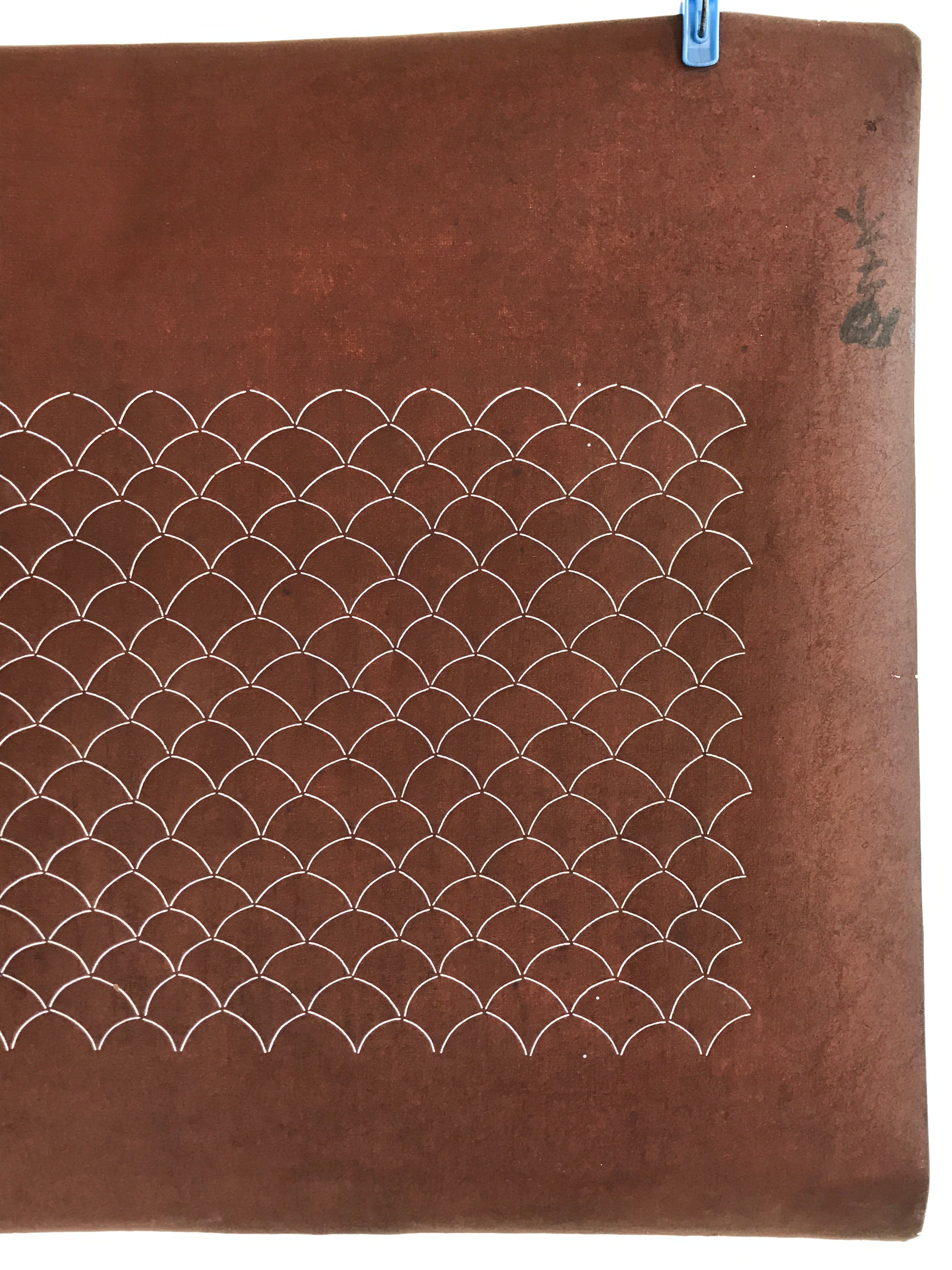 Antique Japanese Katagami Kimono Stencil Katazome Meiji Seigaiha Wave 4Y440
