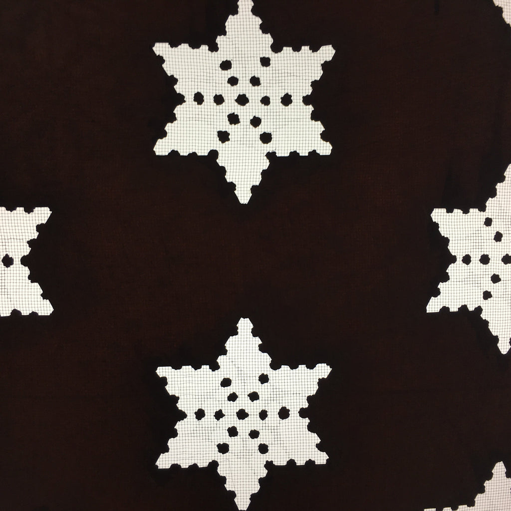 Antique Japanese Katagami Kimono Stencil Katazome Meiji Snow Crystal Star C353
