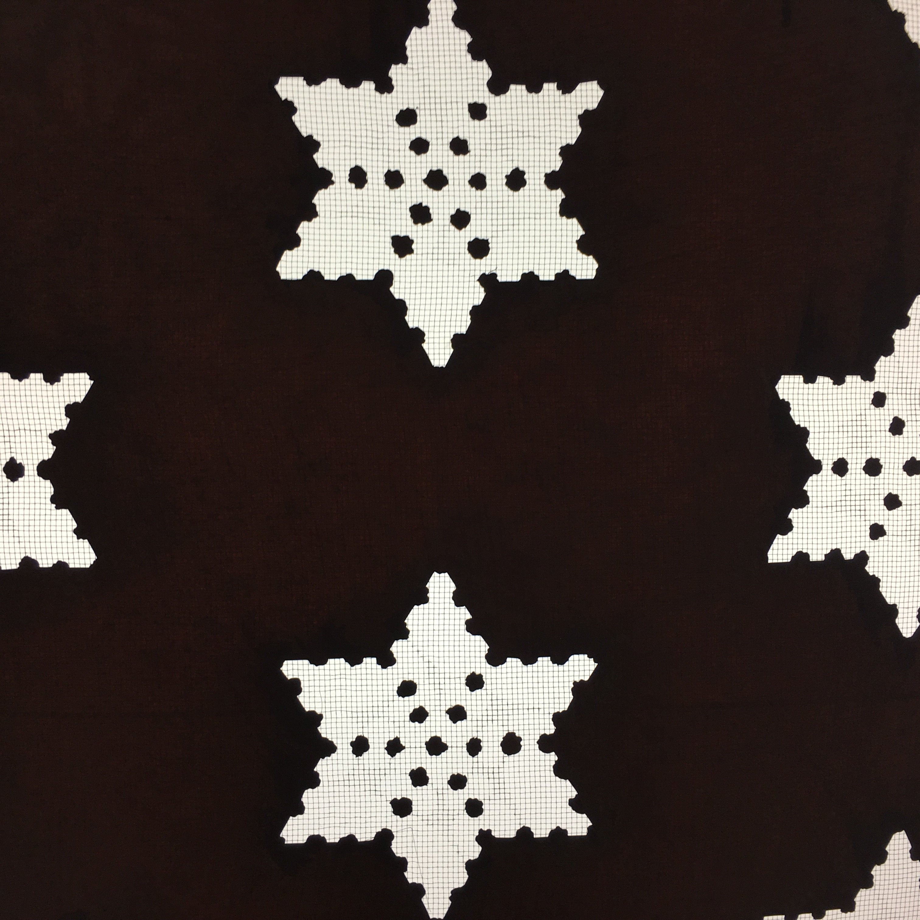Antique Japanese Katagami Kimono Stencil Katazome Meiji Snow Crystal Star C353