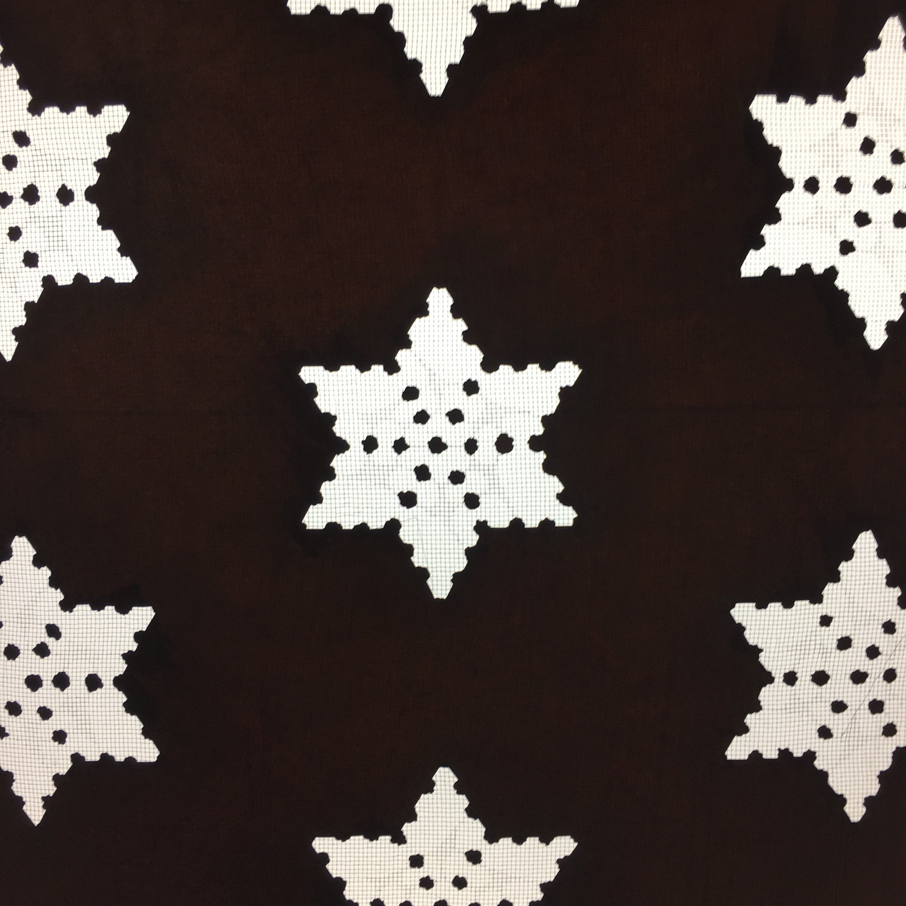 Antique Japanese Katagami Kimono Stencil Katazome Meiji Snow Crystal Star C353