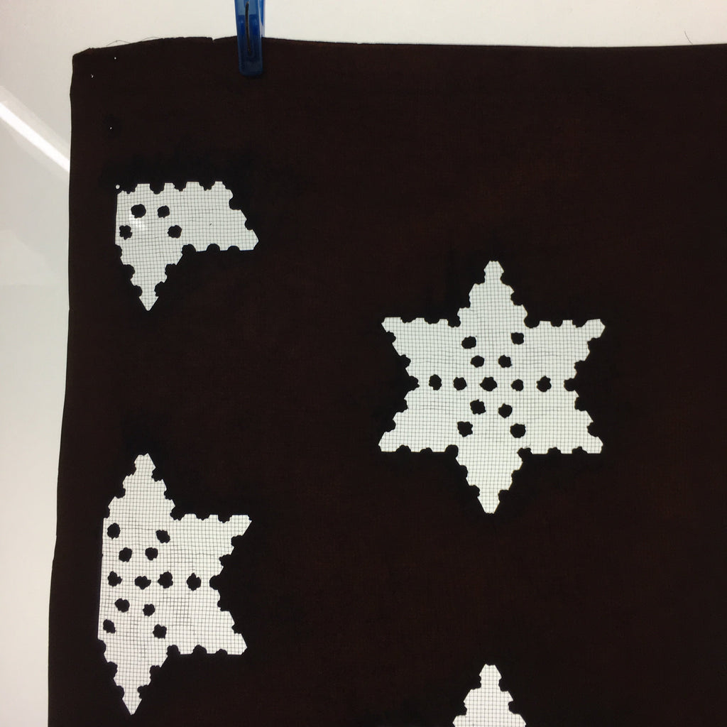 Antique Japanese Katagami Kimono Stencil Katazome Meiji Snow Crystal Star C353