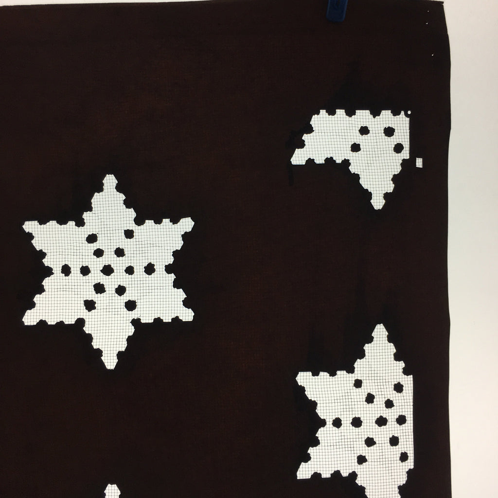 Antique Japanese Katagami Kimono Stencil Katazome Meiji Snow Crystal Star C353