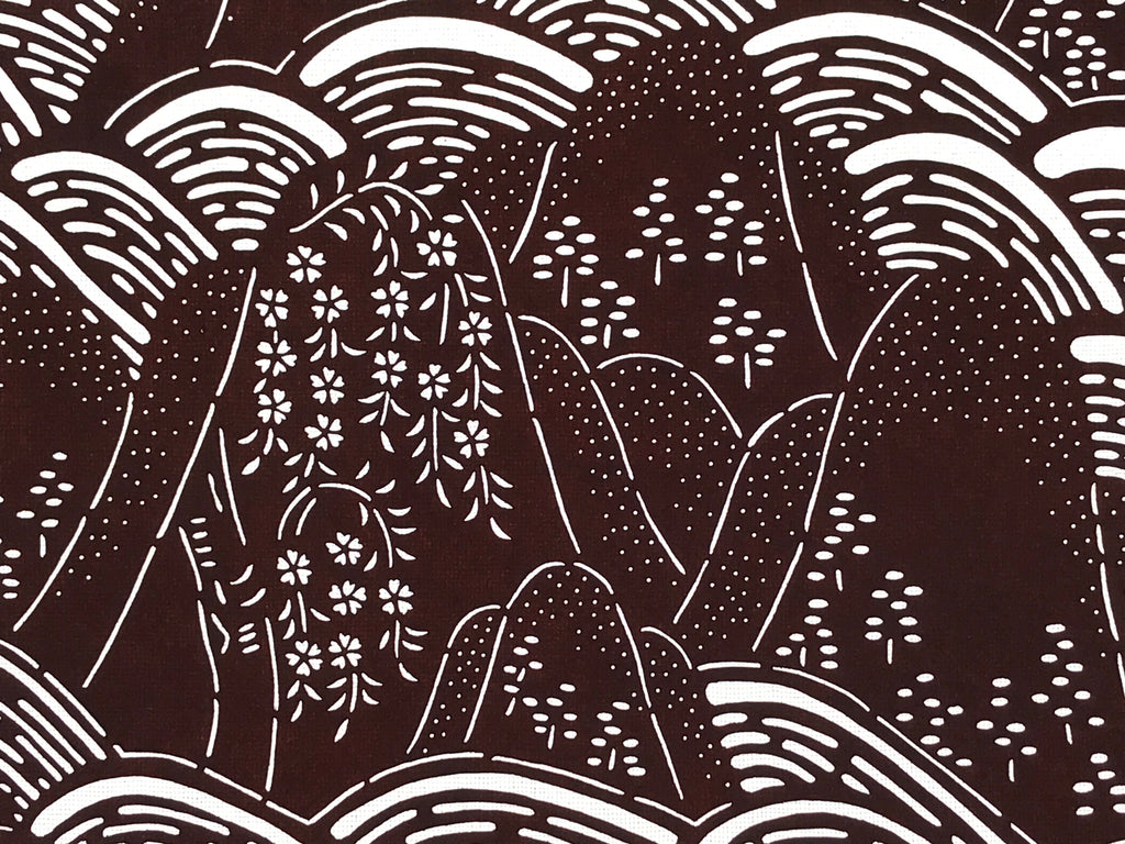 Antique Japanese Katagami Kimono Stencil Katazome Mountain Valley Forest 4Y498