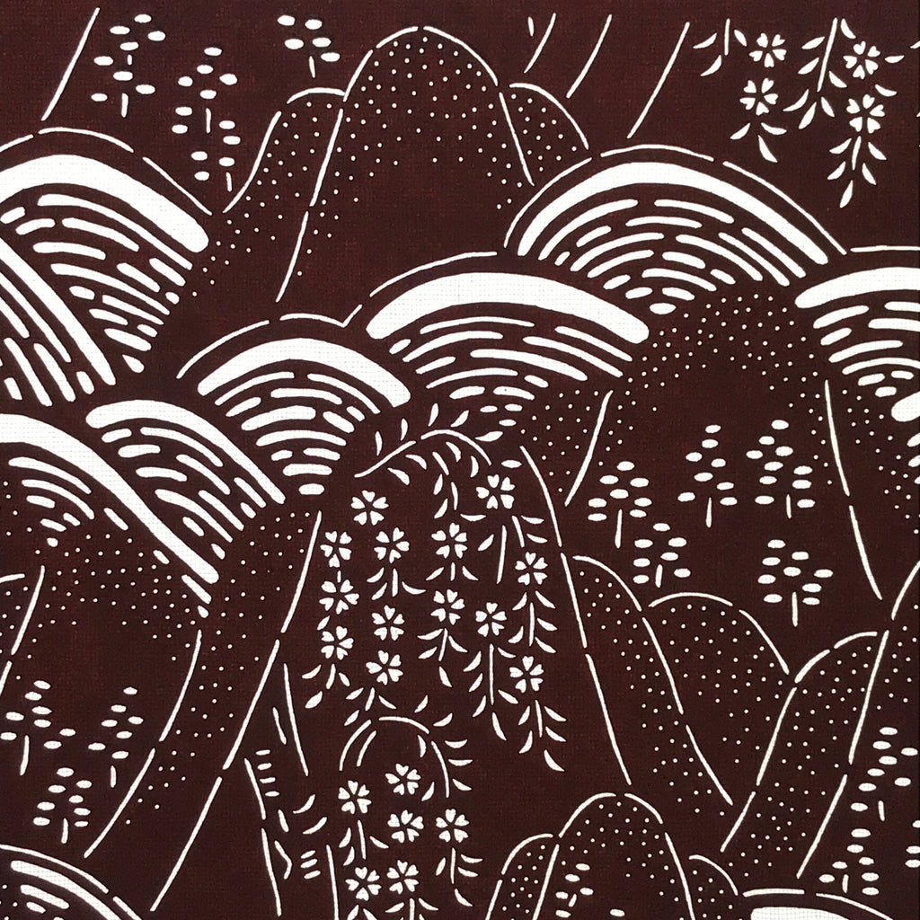 Antique Japanese Katagami Kimono Stencil Katazome Mountain Valley Forest 4Y498
