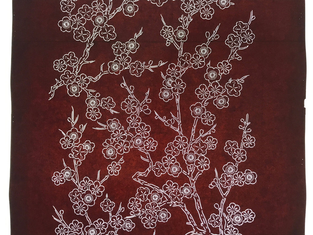 Antique Japanese Katagami Kimono Stencil Katazome Plum Blossom Flower 4Y458
