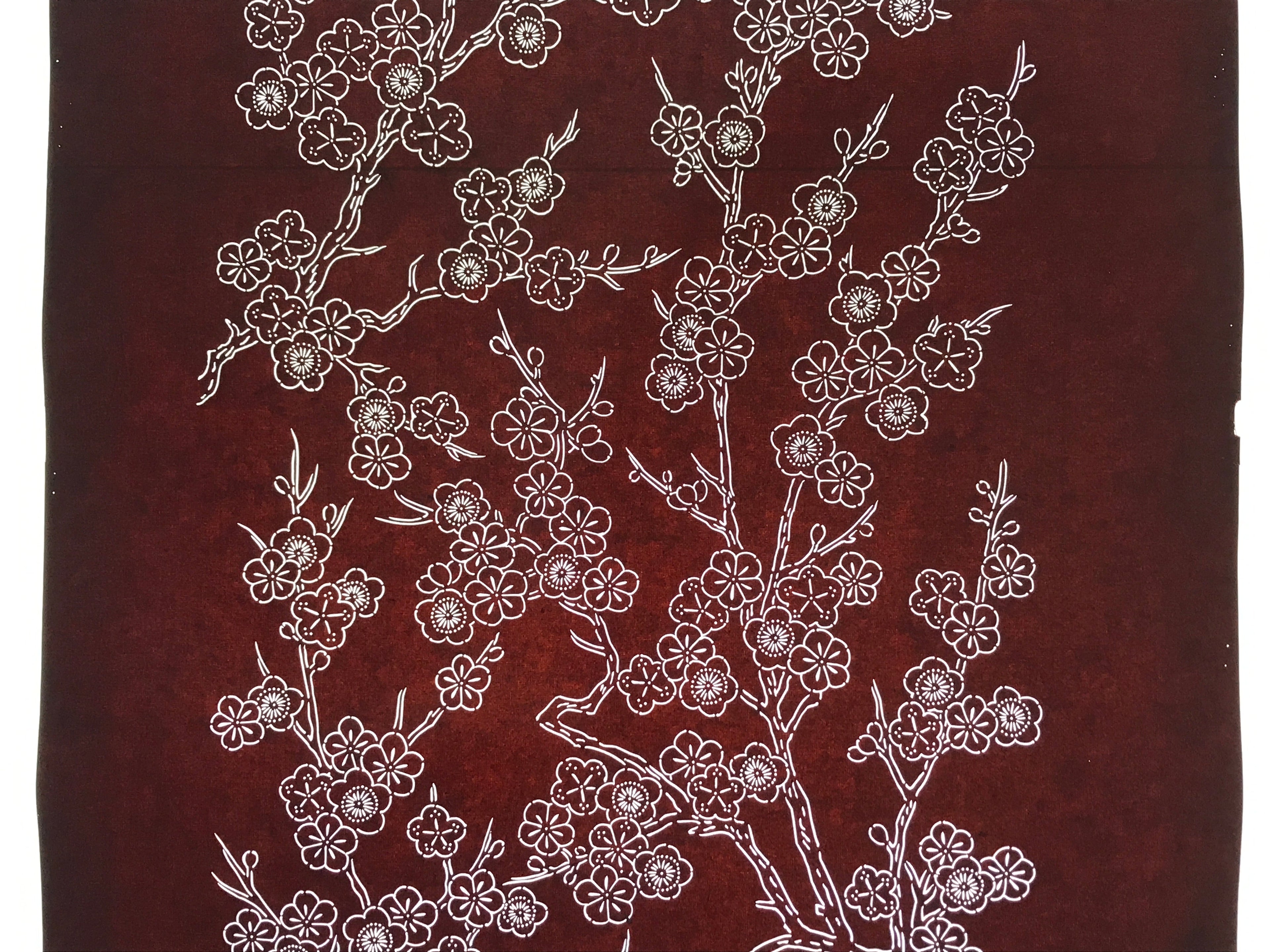 Antique Japanese Katagami Kimono Stencil Katazome Plum Blossom Flower 4Y458