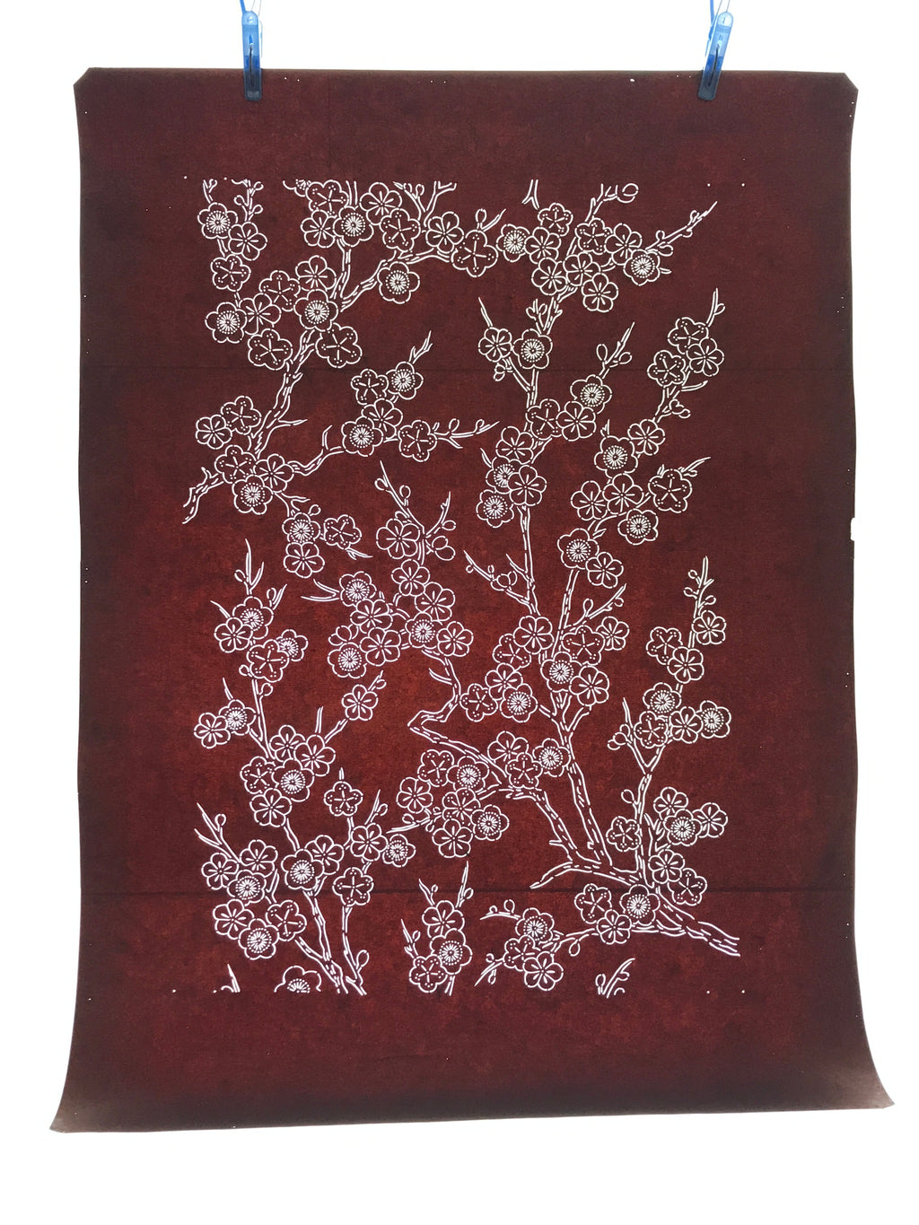 Antique Japanese Katagami Kimono Stencil Katazome Plum Blossom Flower 4Y458