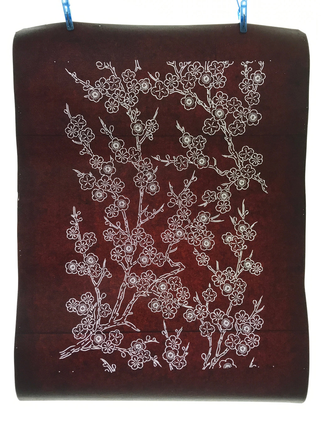 Antique Japanese Katagami Kimono Stencil Katazome Plum Blossom Flower 4Y458