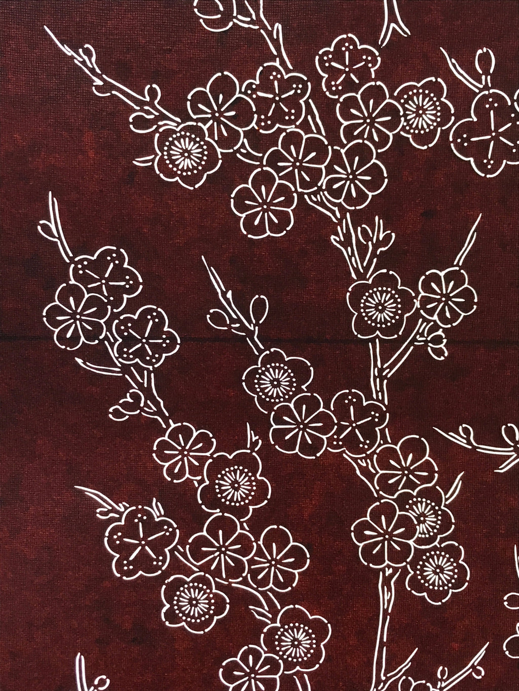 Antique Japanese Katagami Kimono Stencil Katazome Plum Blossom Flower 4Y458