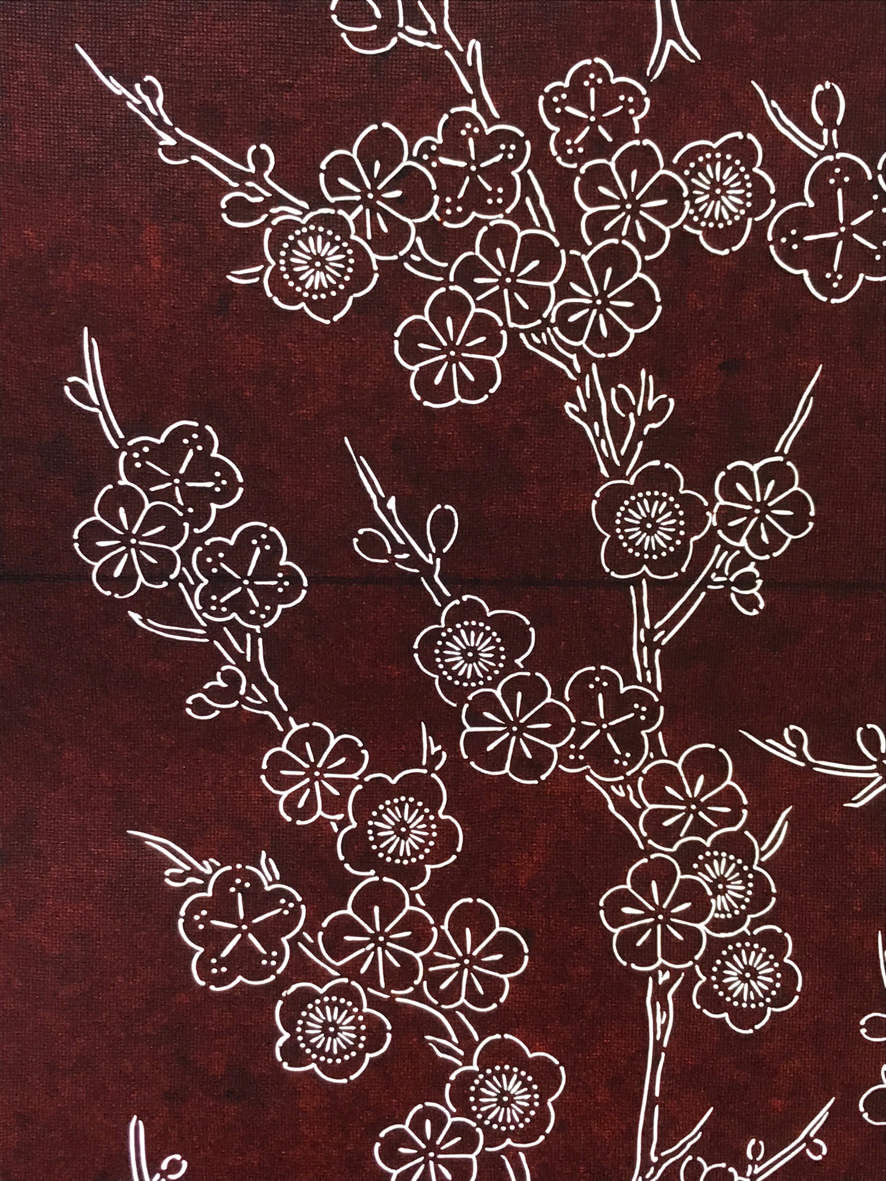 Antique Japanese Katagami Kimono Stencil Katazome Plum Blossom Flower 4Y458