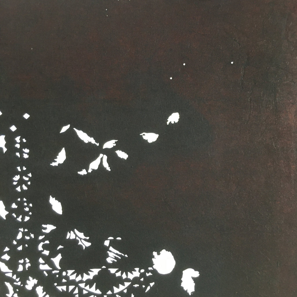 Antique Japanese Katagami Kimono Stencil Katazome Small Plant Leaves C780