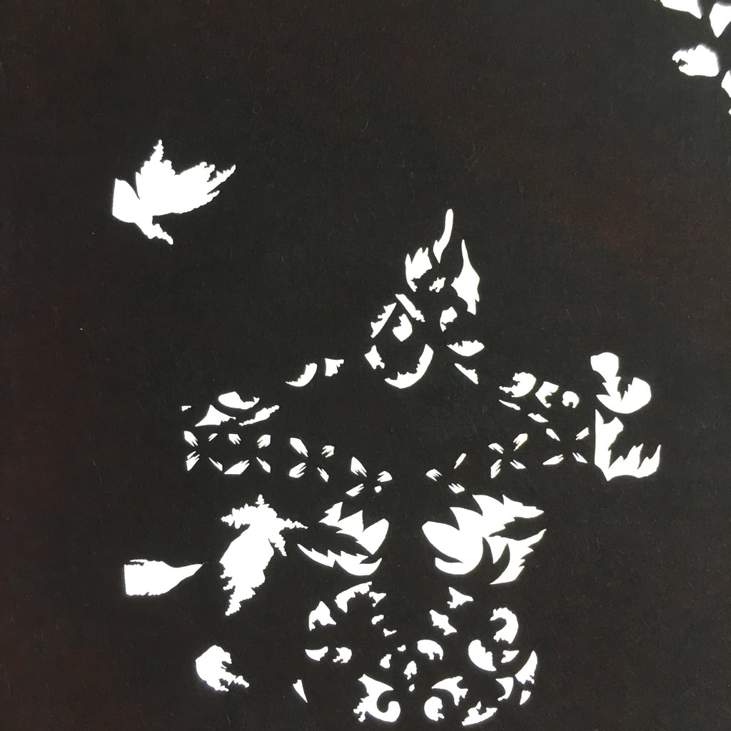 Antique Japanese Katagami Kimono Stencil Katazome Small Plant Leaves C780