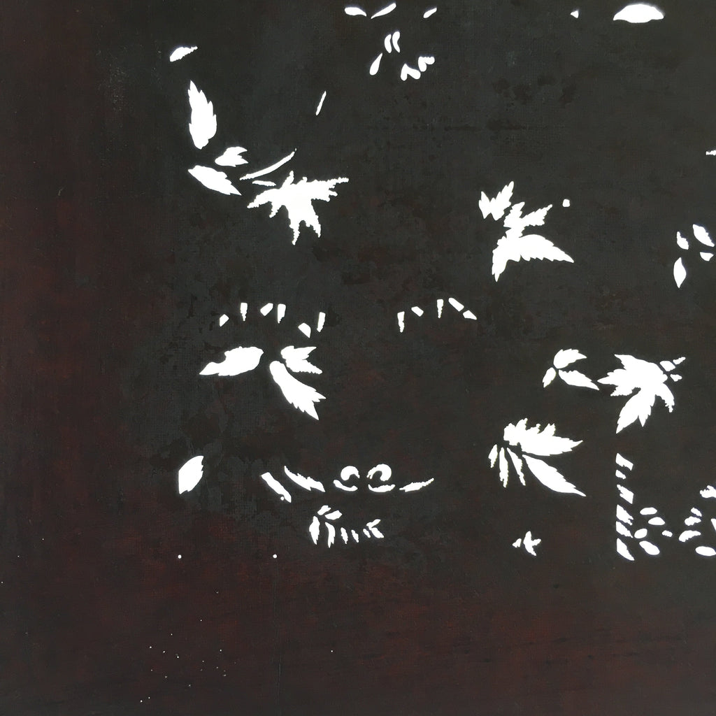 Antique Japanese Katagami Kimono Stencil Katazome Small Plant Leaves C784