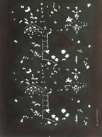 Antique Japanese Katagami Kimono Stencil Katazome Small Plants Ladder C783