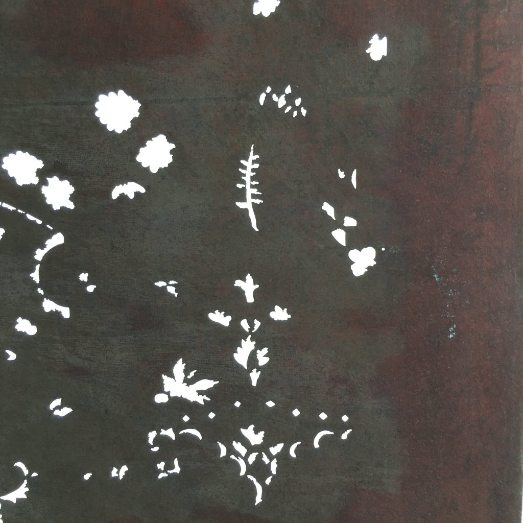 Antique Japanese Katagami Kimono Stencil Katazome Small Plants Ladder C783