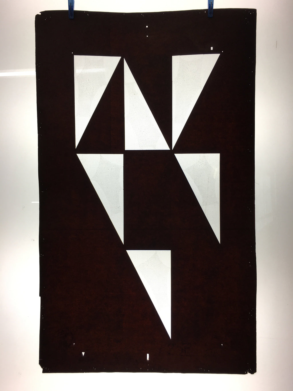 Antique Japanese Katagami Kimono Stencil Katazome Triangle Geometric C769