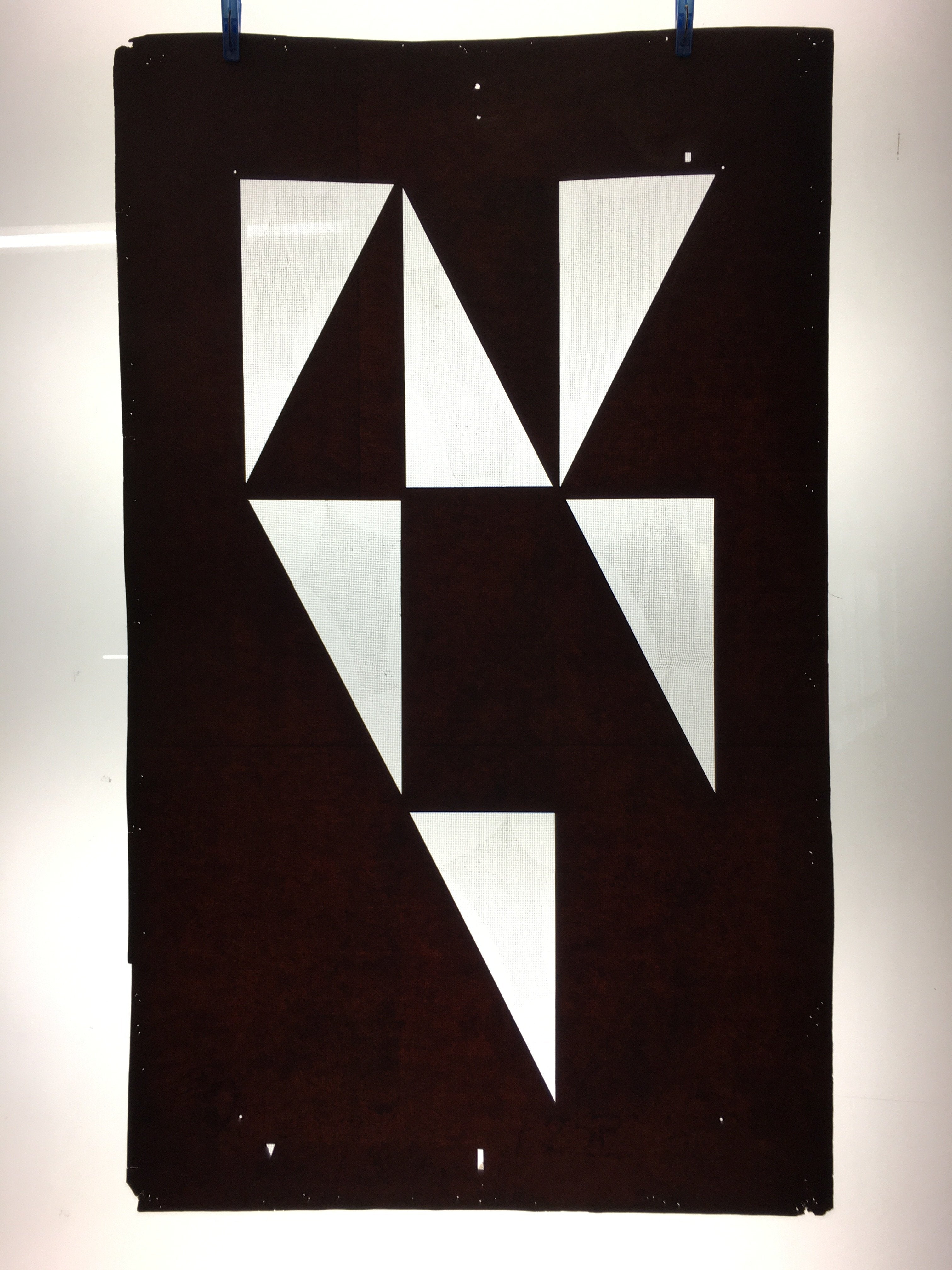 Antique Japanese Katagami Kimono Stencil Katazome Triangle Geometric C769