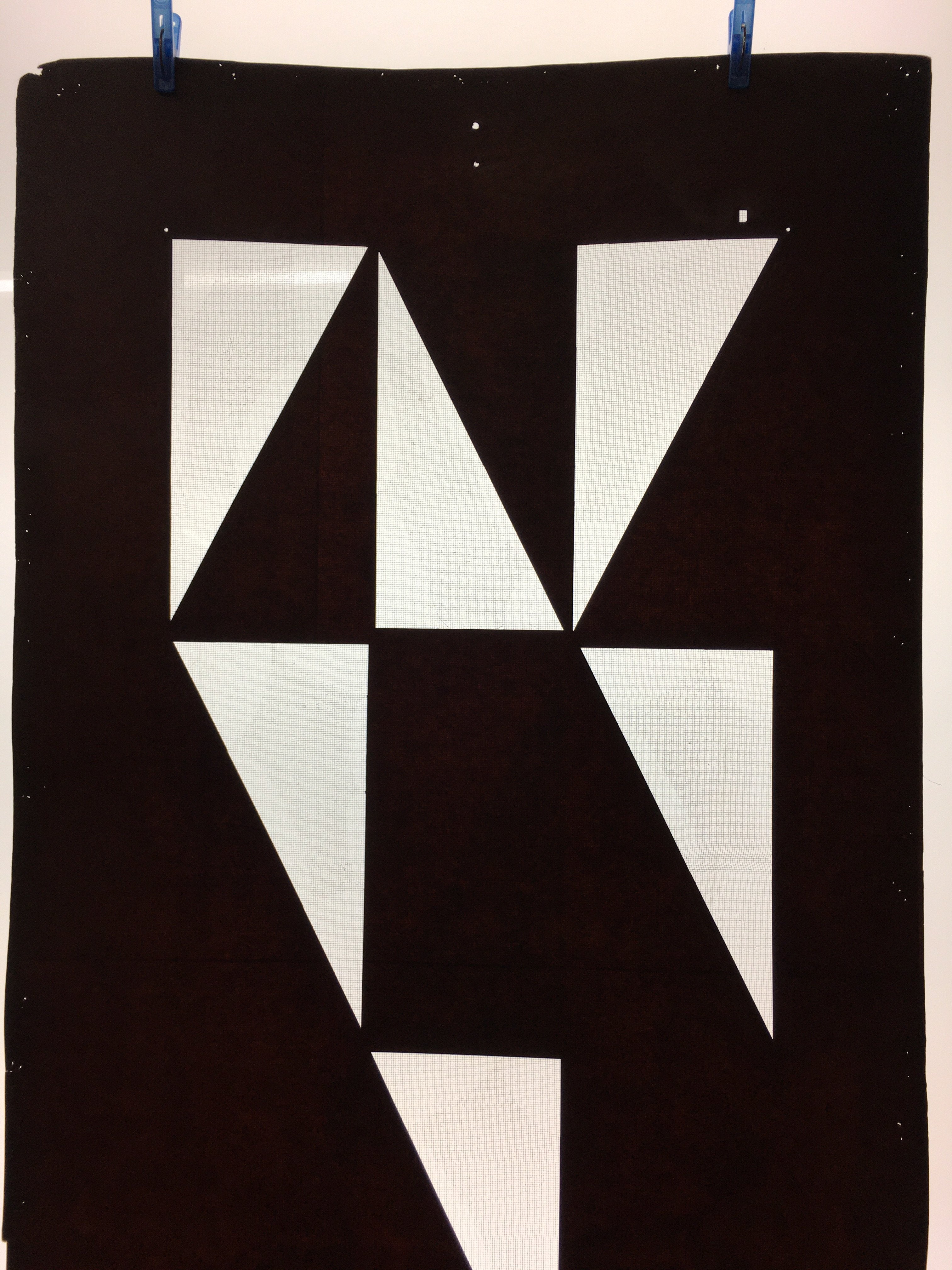 Antique Japanese Katagami Kimono Stencil Katazome Triangle Geometric C769