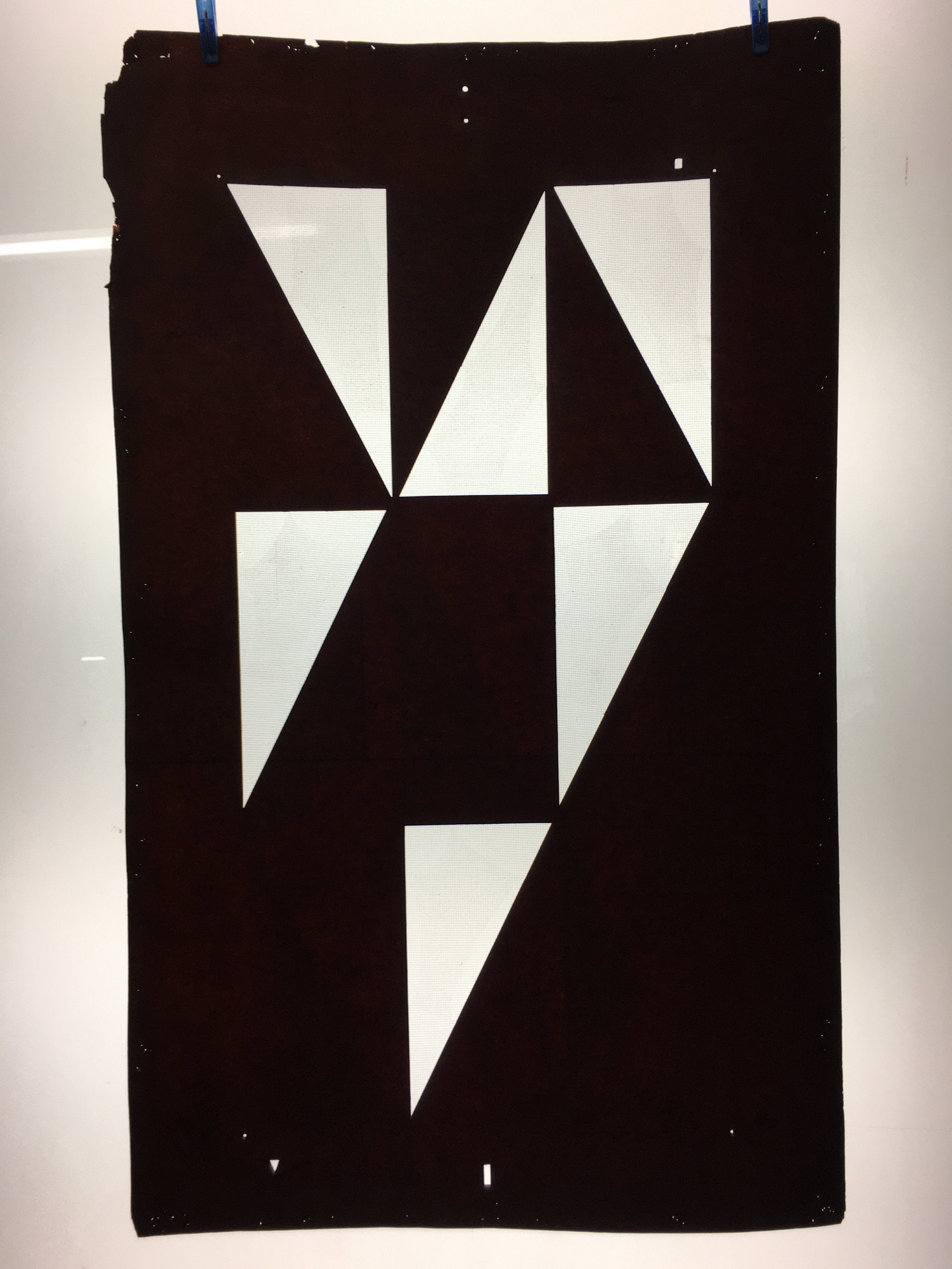 Antique Japanese Katagami Kimono Stencil Katazome Triangle Geometric C770