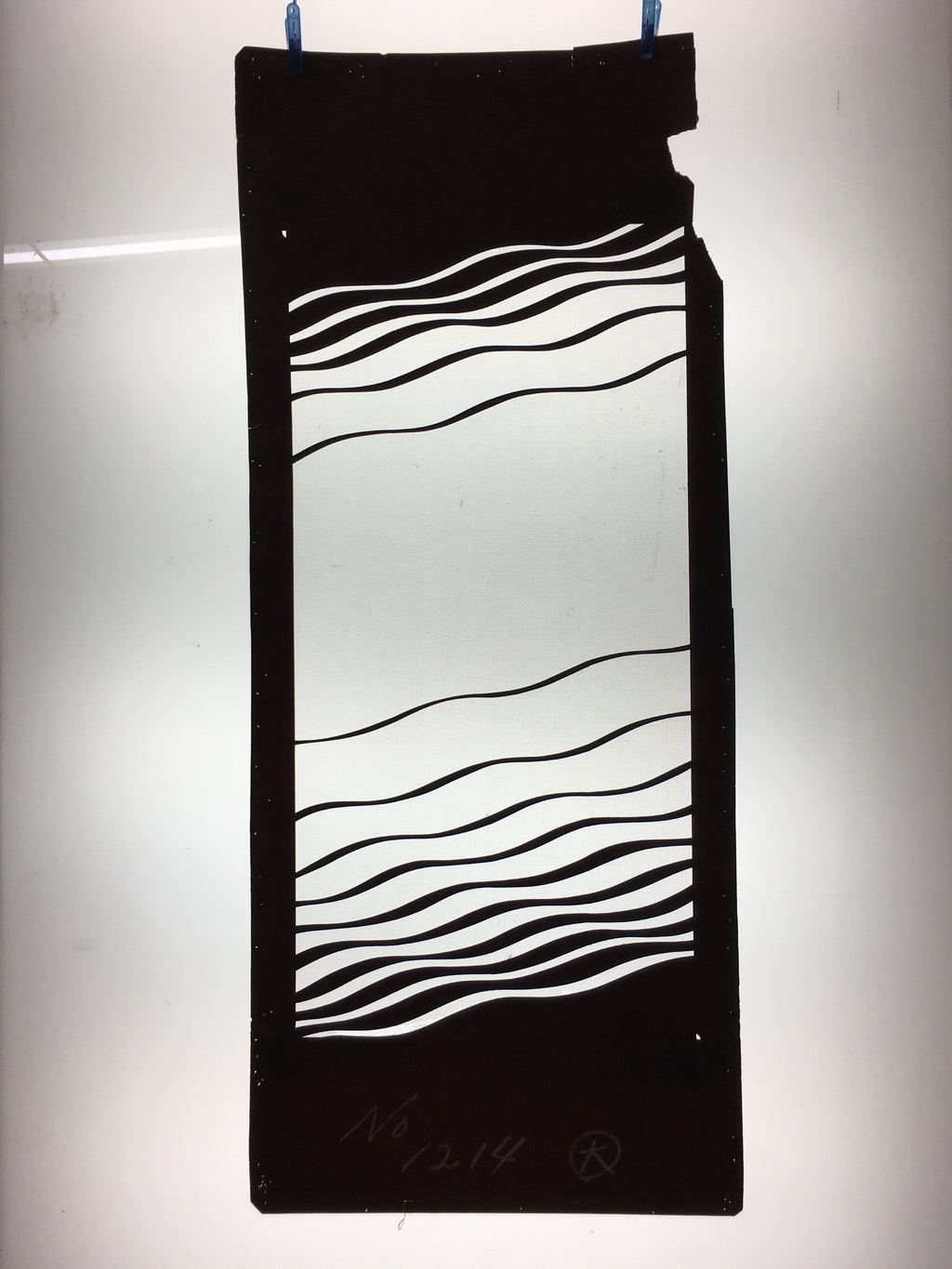 Antique Japanese Katagami Kimono Stencil Katazome Wavy Line Unequal C738