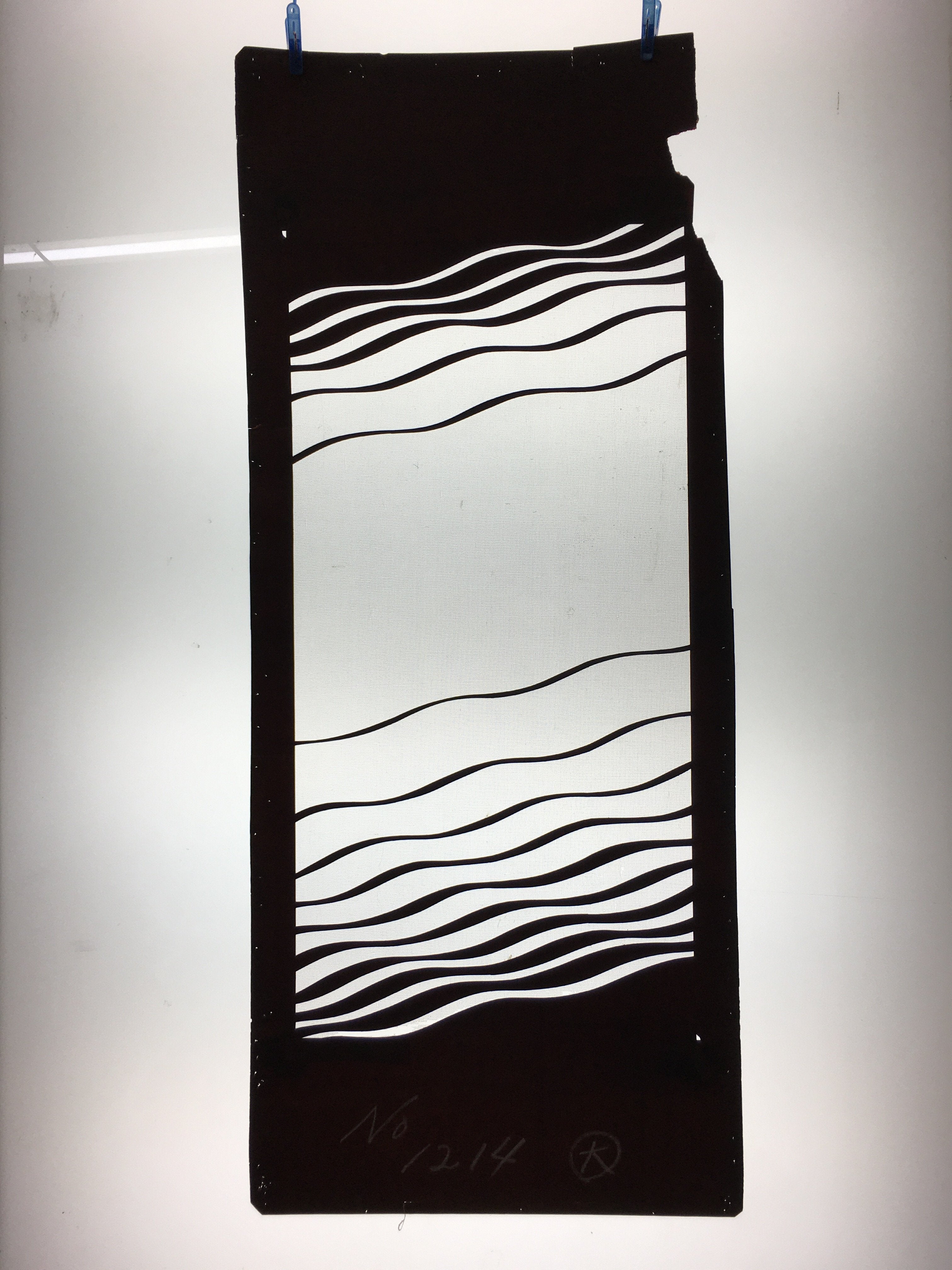 Antique Japanese Katagami Kimono Stencil Katazome Wavy Line Unequal C738