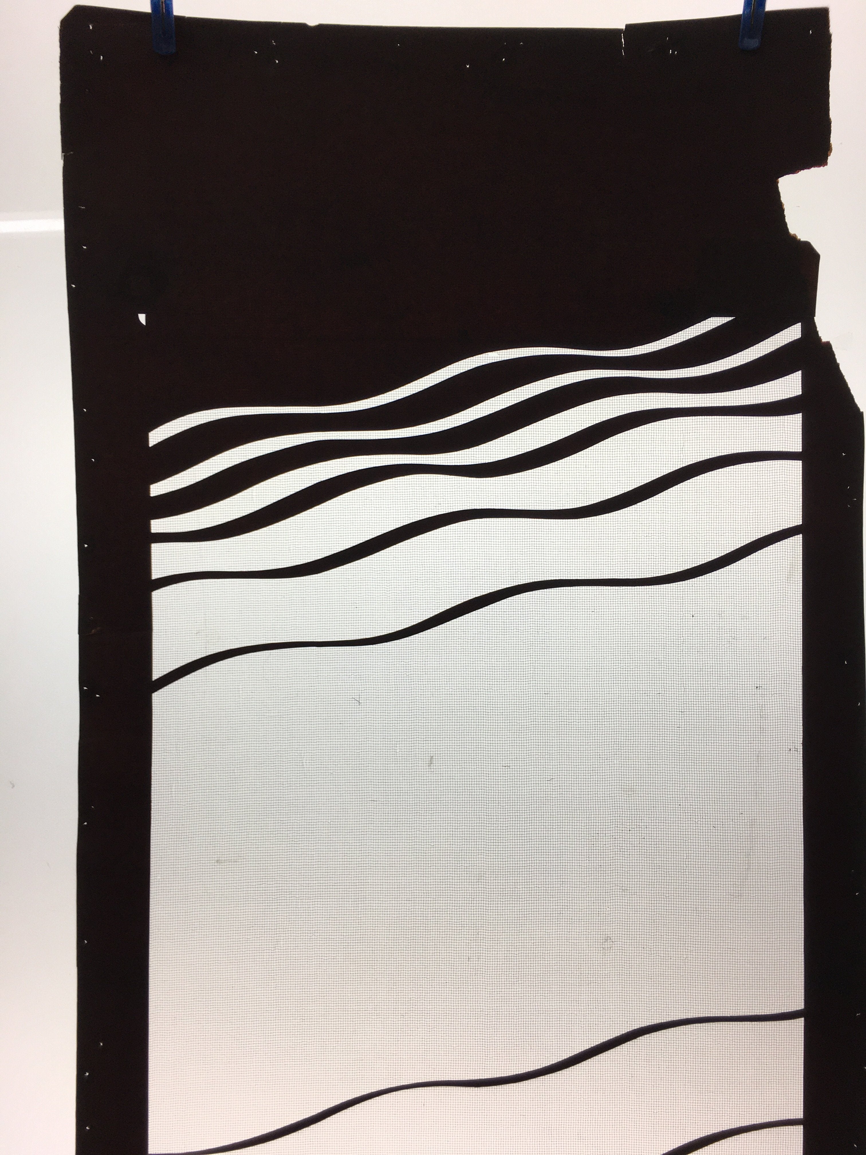 Antique Japanese Katagami Kimono Stencil Katazome Wavy Line Unequal C738