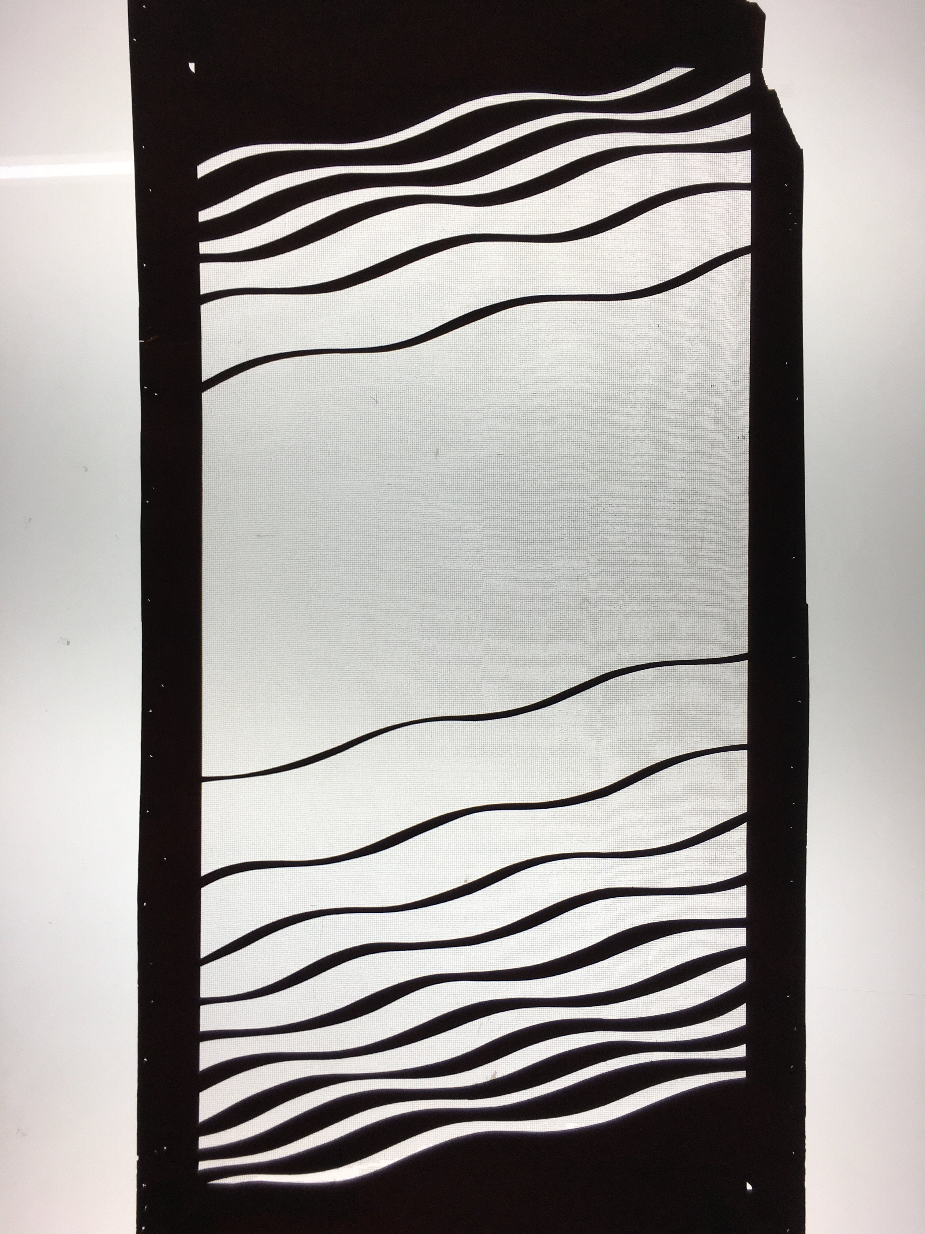 Antique Japanese Katagami Kimono Stencil Katazome Wavy Line Unequal C738