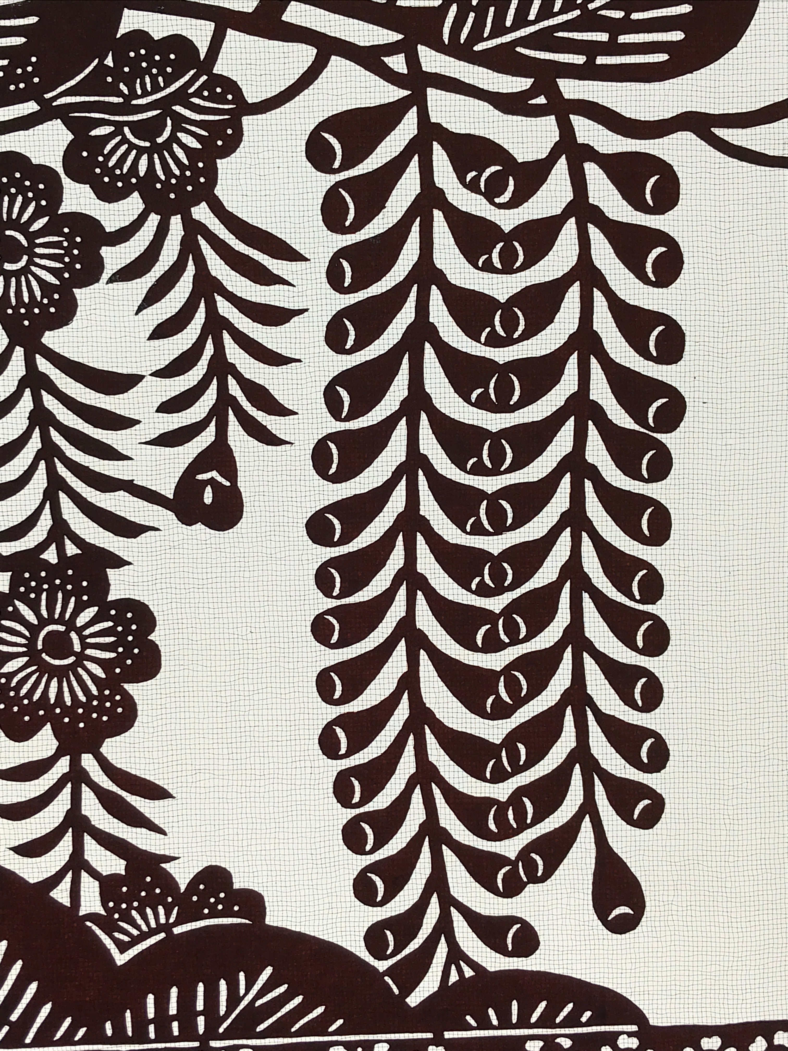 Antique Japanese Katagami Kimono Stencil Pine Wisteria Cherry Blossom 4Y495