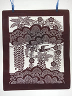 Antique Japanese Katagami Kimono Stencil Pine Wisteria Cherry Blossom 4Y495