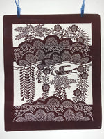 Antique Japanese Katagami Kimono Stencil Pine Wisteria Cherry Blossom 4Y495