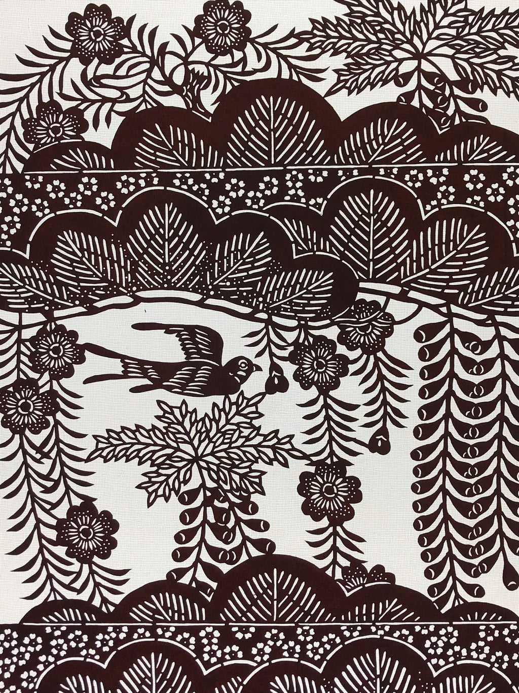 Antique Japanese Katagami Kimono Stencil Pine Wisteria Cherry Blossom 4Y495