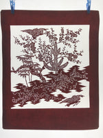 Antique Japanese Katagami Kimono Stencil Shochikubai Pine Plum Bamboo 4Y478