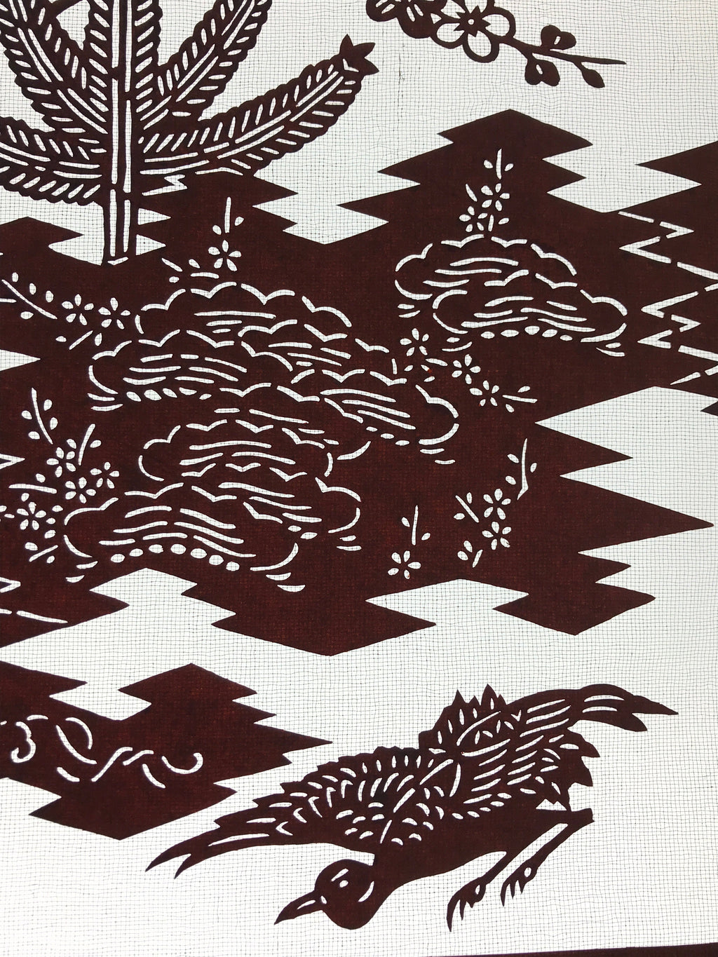Antique Japanese Katagami Kimono Stencil Shochikubai Pine Plum Bamboo 4Y478